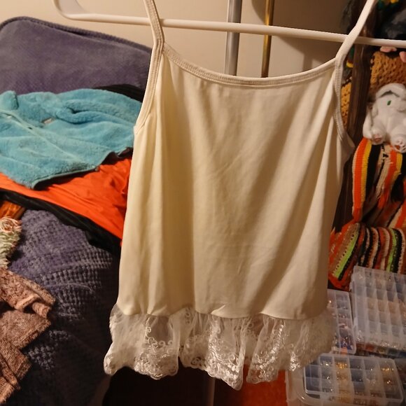 Beautees Girls Medium M Medium Off White with Lace Bottom Camisole Cami - Picture 6 of 8